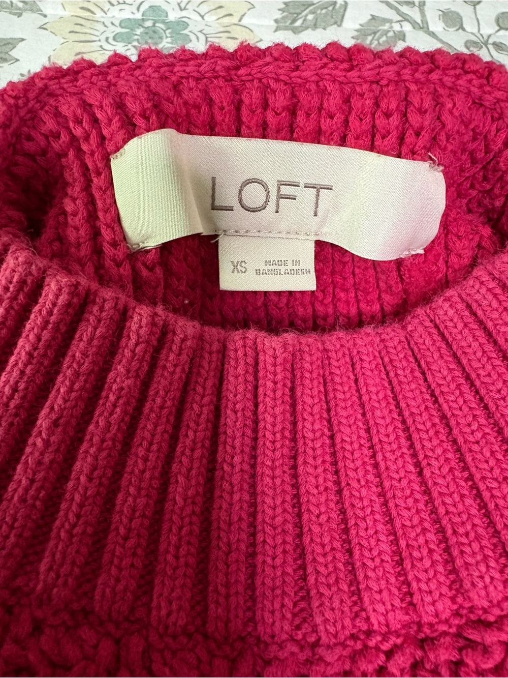 LOFT Hot Pink Ribbed Turtleneck Sweater